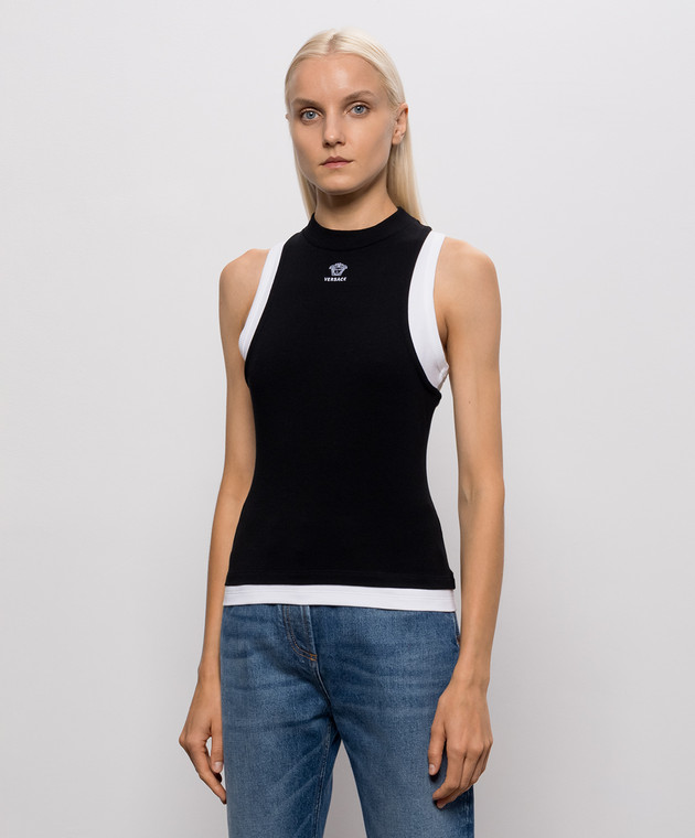 Versace Чорна майка з ефектом накладання шарів 10269431A18639 зображення 3