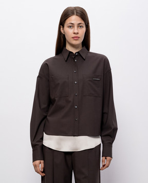 Brunello Cucinelli Коричневая рубашка с шерстью MPW07NB206