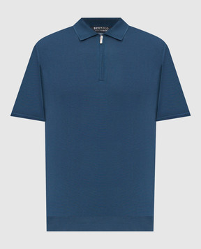 Bertolo Cashmere Синє поло із шовку 9002700000265860