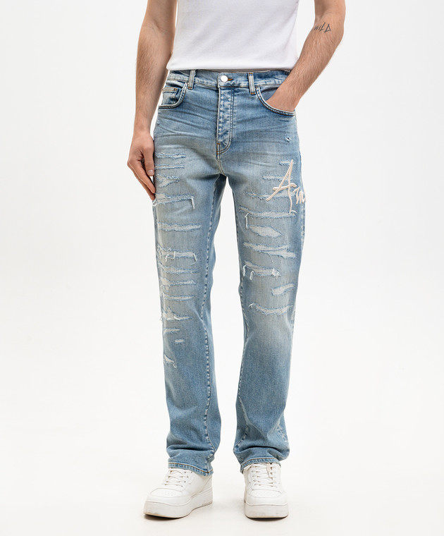 AMIRI Блакитні джинси з проріхами AMBMJE1060 зображення 3