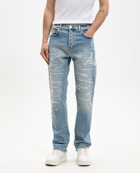 AMIRI Блакитні джинси з проріхами AMBMJE1060