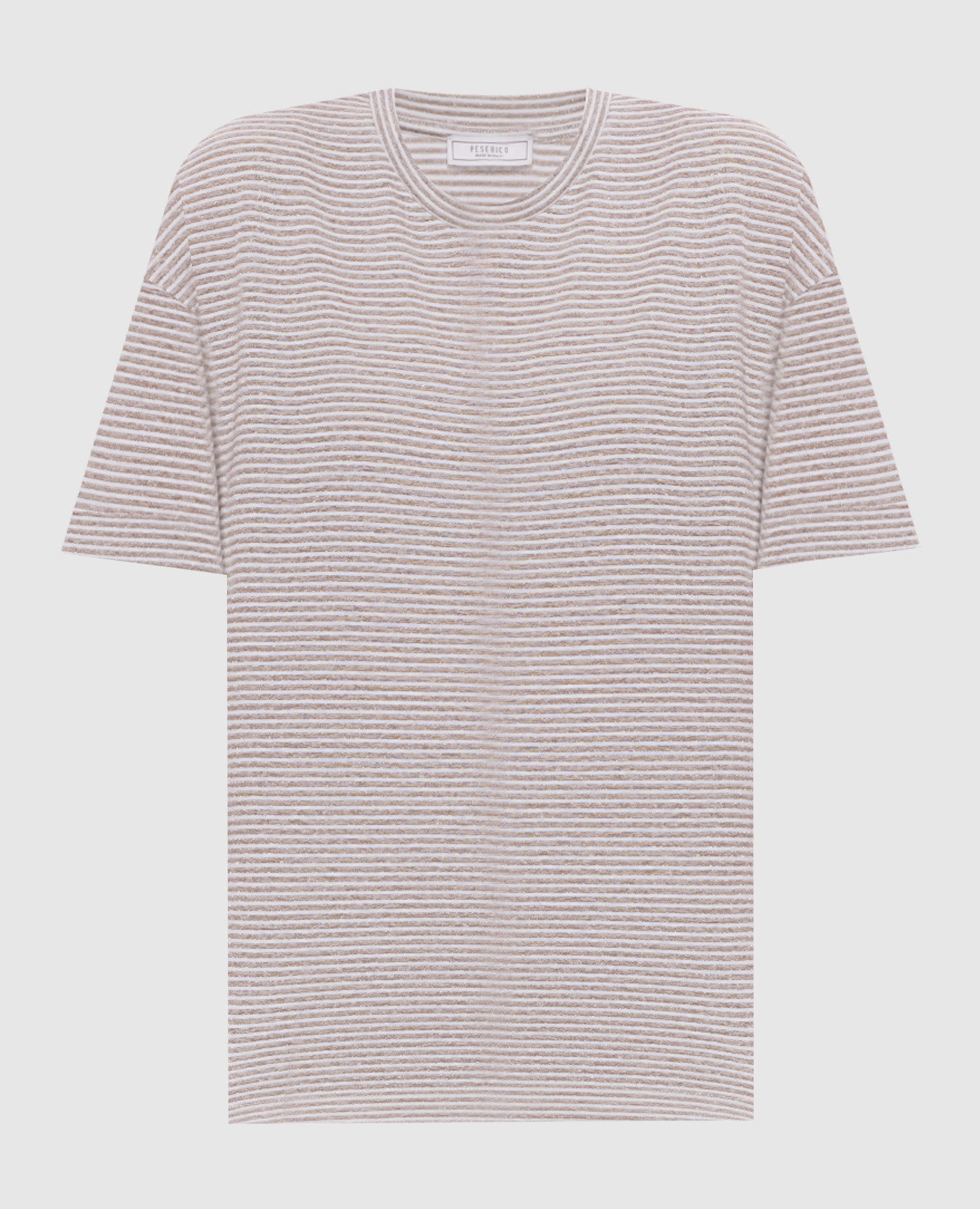 

Бежевая футболка с леном в полоску, Бежевый, Футболки