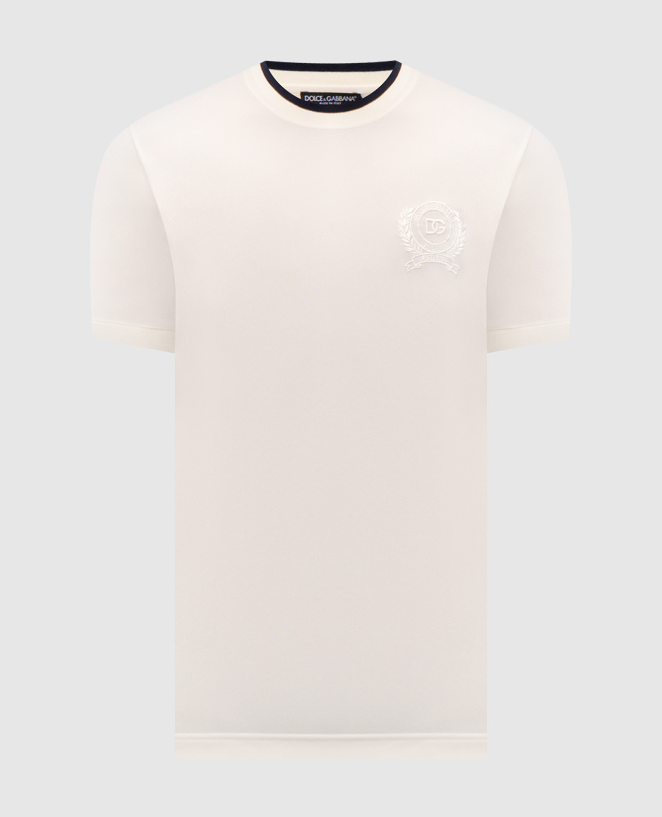 

Футболка цвета айвори с вышивкой логотипа монограммы, Бежевый, Футболки