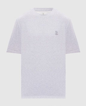 Brunello Cucinelli Серая меланжевая футболка с принтом эмблемы M0B138440