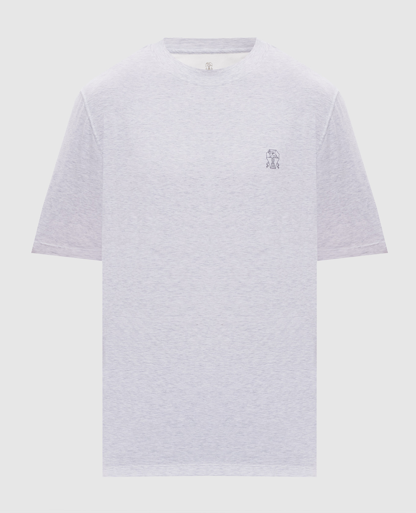 Серая меланжевая футболка с принтом эмблемы