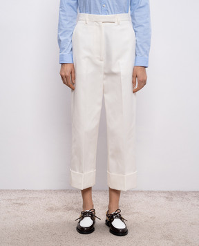 Thom Browne Штани кольору айворі з відворотами FTC444UF0345