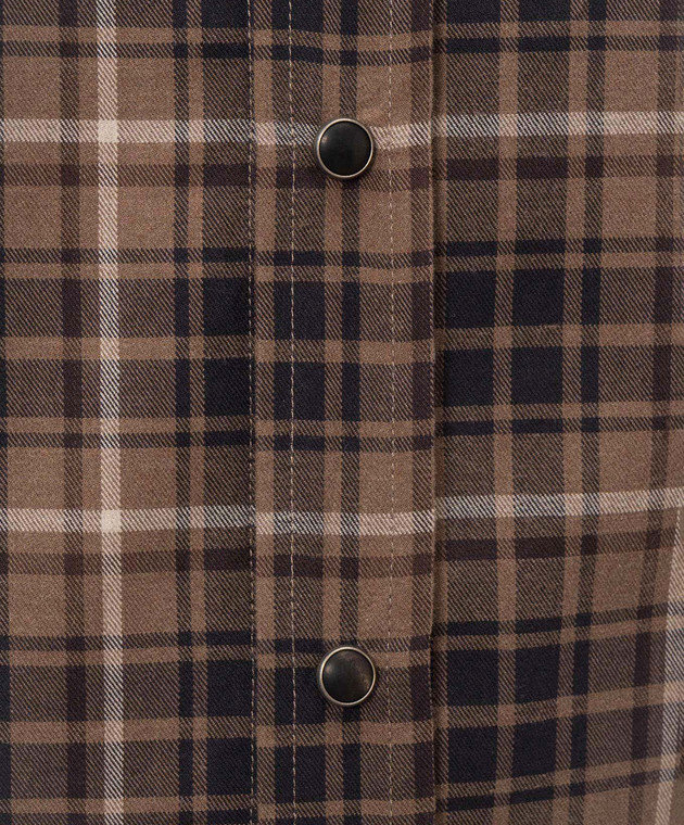 Brunello Cucinelli Коричневая рубашка в клетку MY6544008 изображение 5