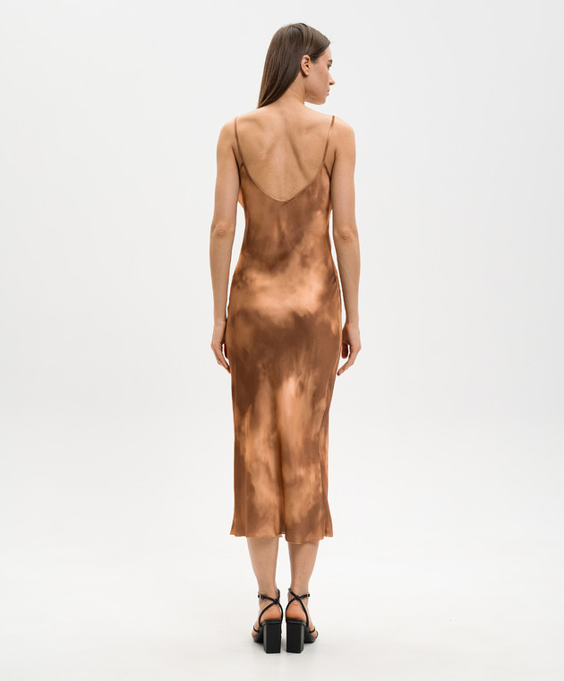 Masnada Коричнева сукня в принт 8018 зображення 3