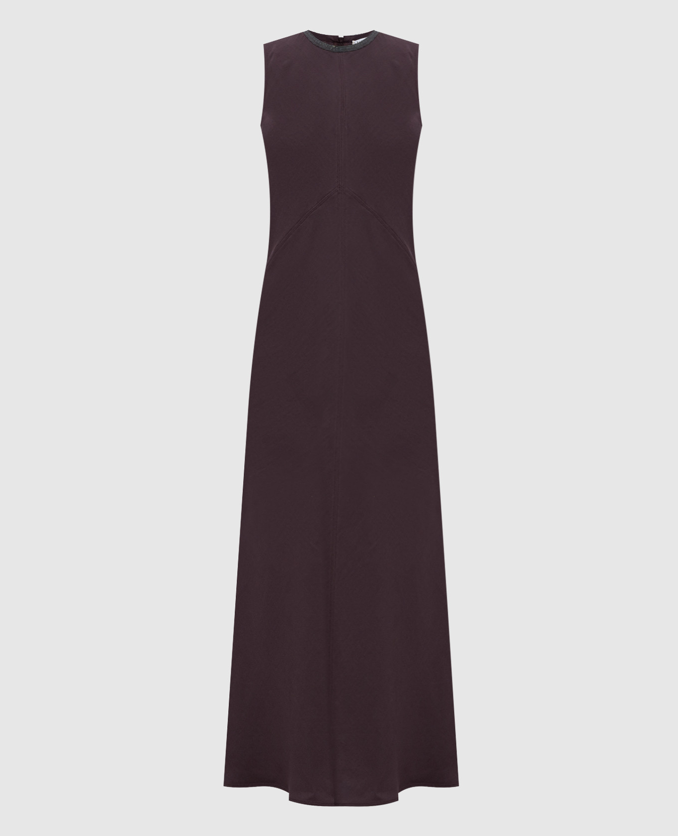 Бордовое платье миди с льном