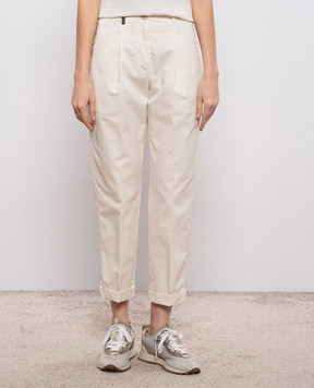 Peserico Брюки цвета айвори с брендовым патчем P04987T2300802