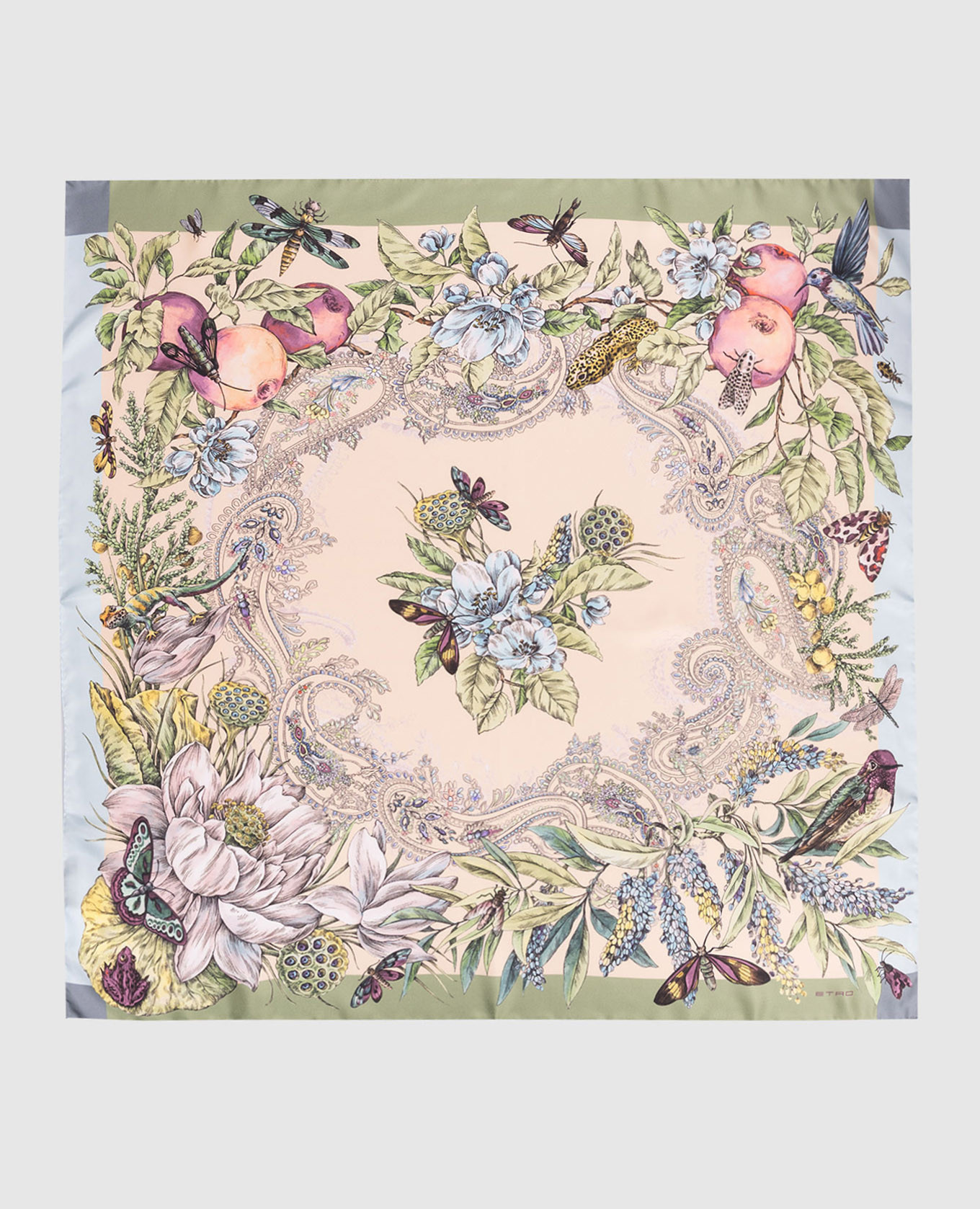 

Платок из шелка в цветочный принт, Розовый, Платки