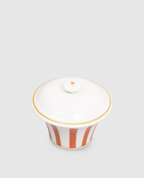 Geminiano Cozzi 1765 Біла порцелянова цукорниця Striche Arancio e Oro TTCMI319053