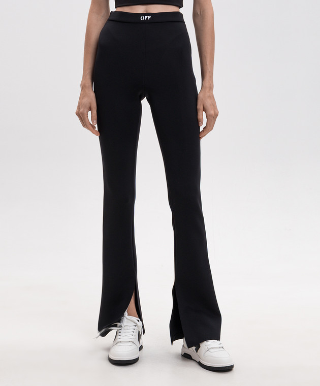 Off-White Черные леггинсы клеш 2FH00634B изображение 3