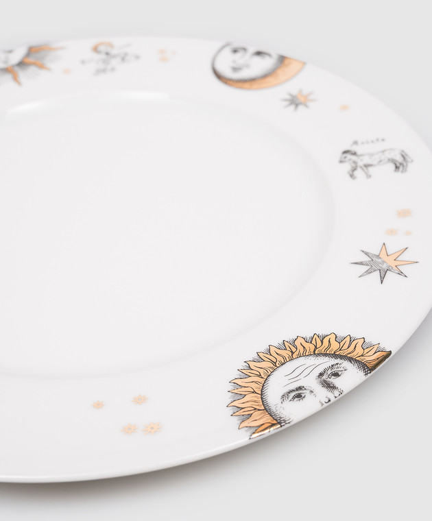 Fornasetti Белая фарфоровая обеденная тарелка Astronomici P50Z301 изображение 2