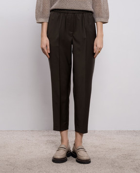 Peserico Коричневі штани з вовни з ланцюжком моніль A0407202584