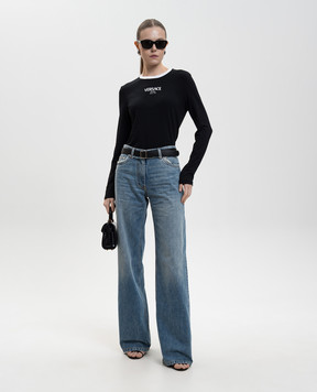 Versace Черный лонгслив с принтом логотипа 10228871A16685