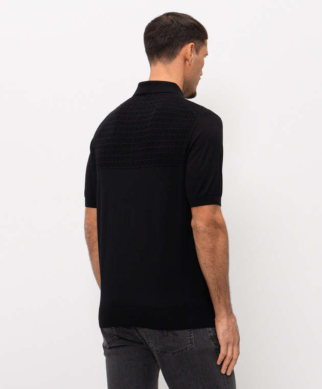 Stefano Ricci Черное поло в узор K212039P31F26195 изображение 4