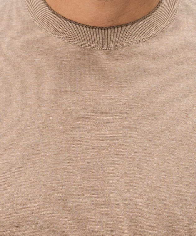 Bertolo Cashmere Бежевая футболка с окантовкой 902204002056 изображение 5