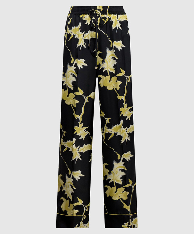 Max Mara Sportmax Черные брюки PIOGGIA из шелка в пижамном стиле SPXPIOGGIA