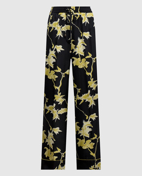 Max Mara Sportmax Черные брюки PIOGGIA из шелка в пижамном стиле SPXPIOGGIA
