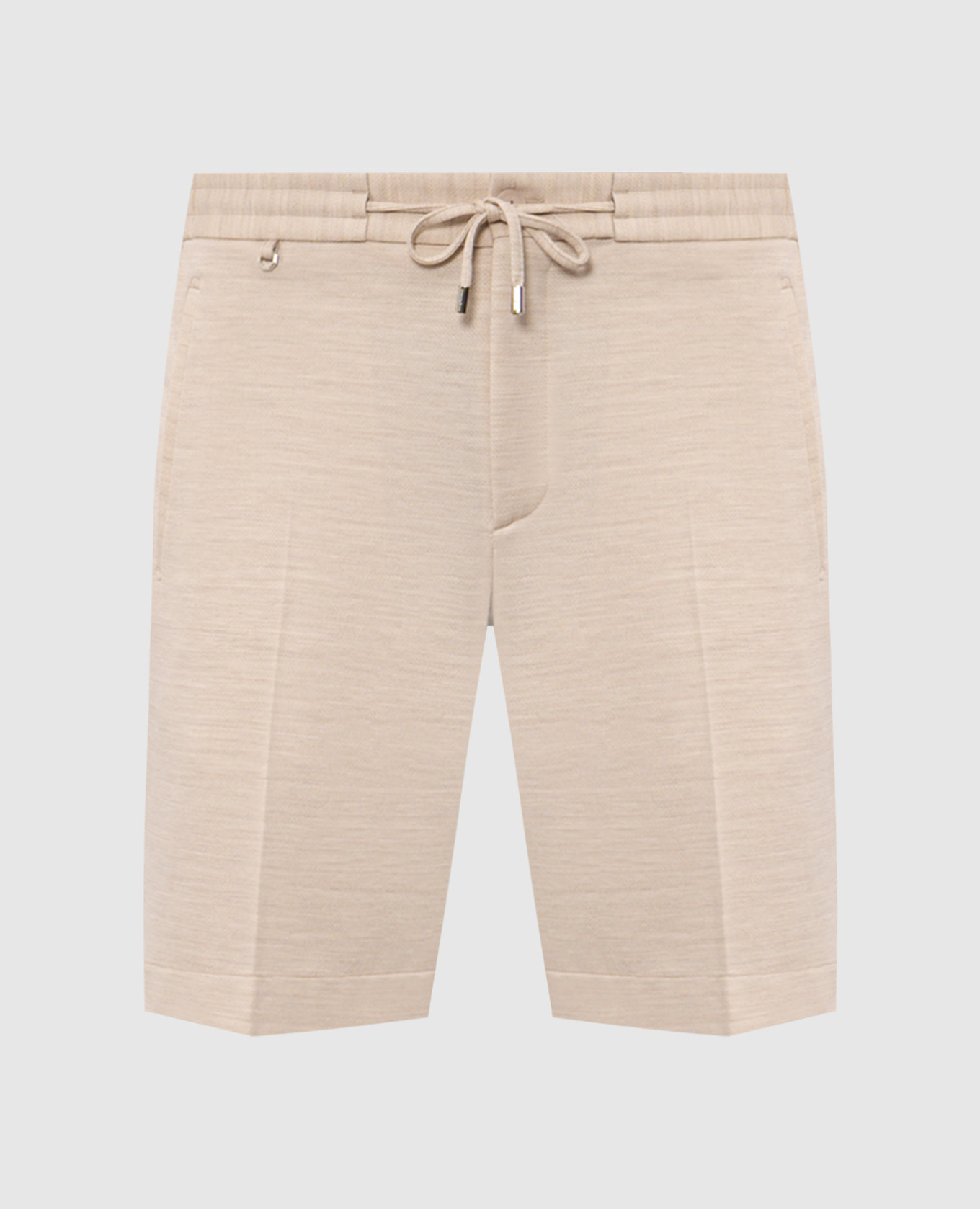 Бежевые шорты из шерсти и шелка