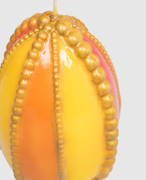 Cereria Introna Жовта свічка у формі яйця з намистинами 2192