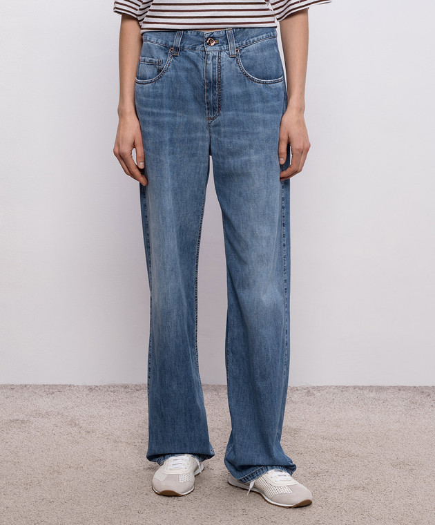 Brunello Cucinelli Синие джинсы с логотип патч MH192P5565 изображение 3