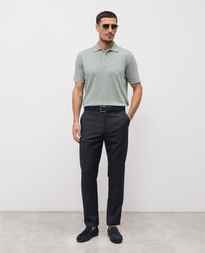 Canali Зелене поло із шовком MK02465C1198