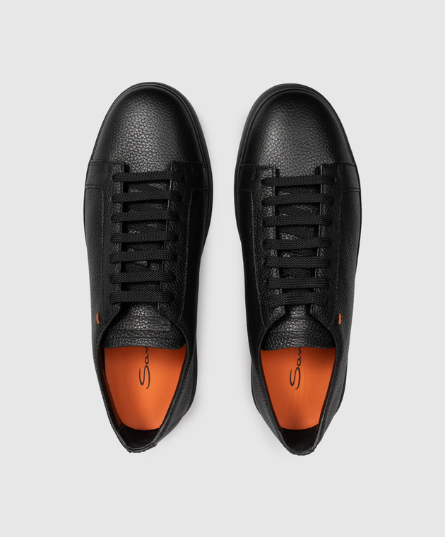 Santoni Чорні шкіряні кеди MBCD21532NEARAYD зображення 4