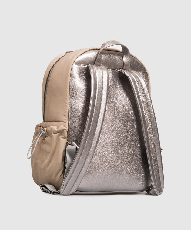 Brunello Cucinelli Дитячий бежевий рюкзак з вишивкою BG551B083 зображення 3