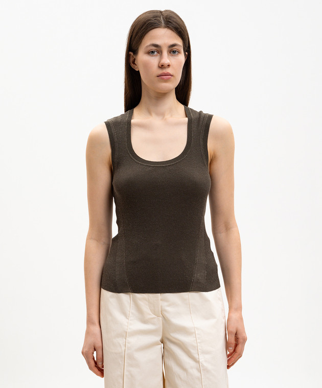 JOSEPH Топ Alaou кольору хакі з льоном в рубчик JF009769 зображення 3