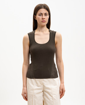 JOSEPH Топ Alaou цвета хаки со льном в рубчик JF009769