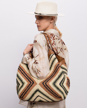 Gianni Chiarini Бежева сумка-тоут Dua з рафії BS12190DIAMIX