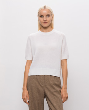 Allude Светр кольору айворі з короткими рукавами з кашеміру 26511152