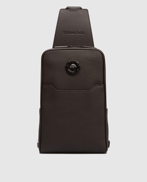 Stefano Ricci Коричневая кожаная сумка-слинг с логотипом и эмблемой ND219GUVD