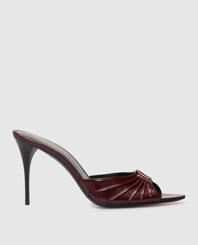 Saint Laurent Бордовые кожаные мюли BABYLONE 799606AAEHF