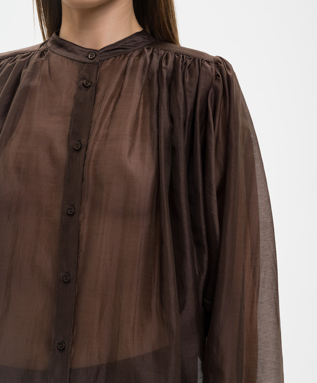 Twinset Коричнева блуза з драпіруванням 261TF2040 зображення 5