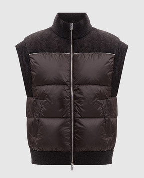Peserico Коричневый пуховый жилет с цепочкой мониль A03473F07V9470