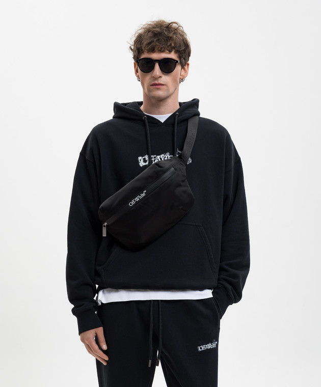 Off-White Черная поясная сумка с принтом логотипа OMNO037C99FAB001 изображение 2