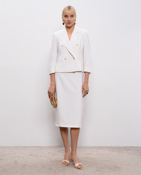 Max Mara Белый двубортный жакет DORICO из шерсти MXMDORICO