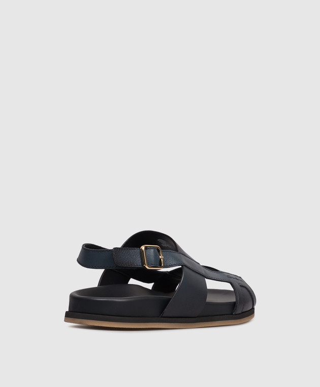 Santoni Синие кожаные сандалии с тиснением логотипа MCEG19327HV6MGOR изображение 3