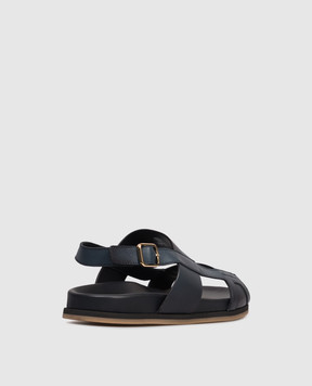 Santoni Синие кожаные сандалии с тиснением логотипа MCEG19327HV6MGOR