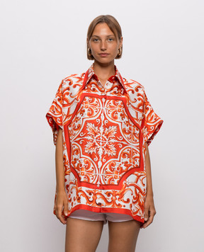 Dolce&Gabbana Блуза из шелка в брендовый принт F5T52TGDDRE