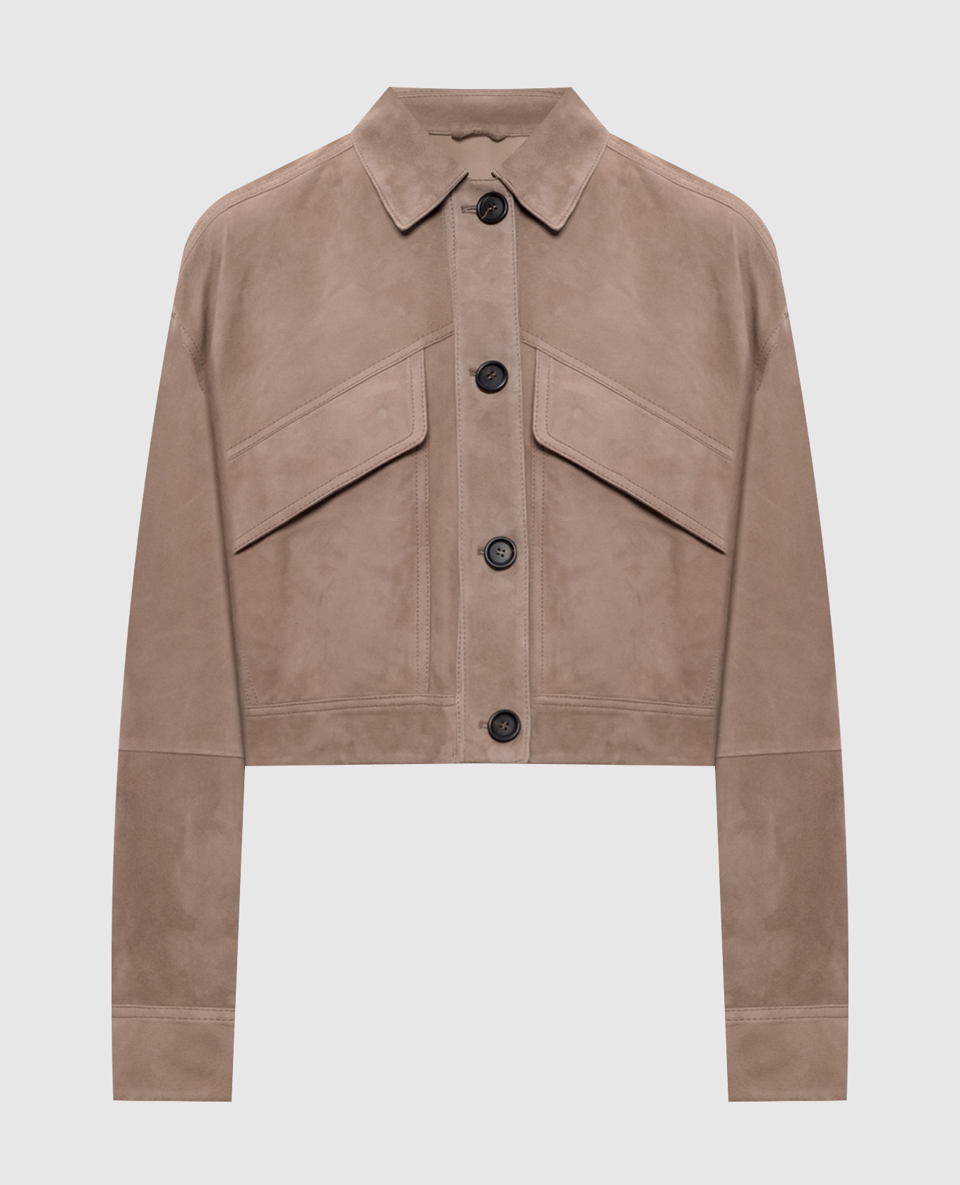 

Коричневая замшевая куртка с цепочкой, Коричневый, Кожаные куртки