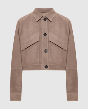 Brunello Cucinelli Коричневая замшевая куртка с цепочкой MPCAI7802