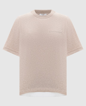 Peserico Бежевая меланжевая футболка с цепочкой мониль S06918J06766A