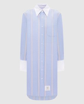 Thom Browne Блакитна сукня-сорочка в смужку FDSF50CF0662