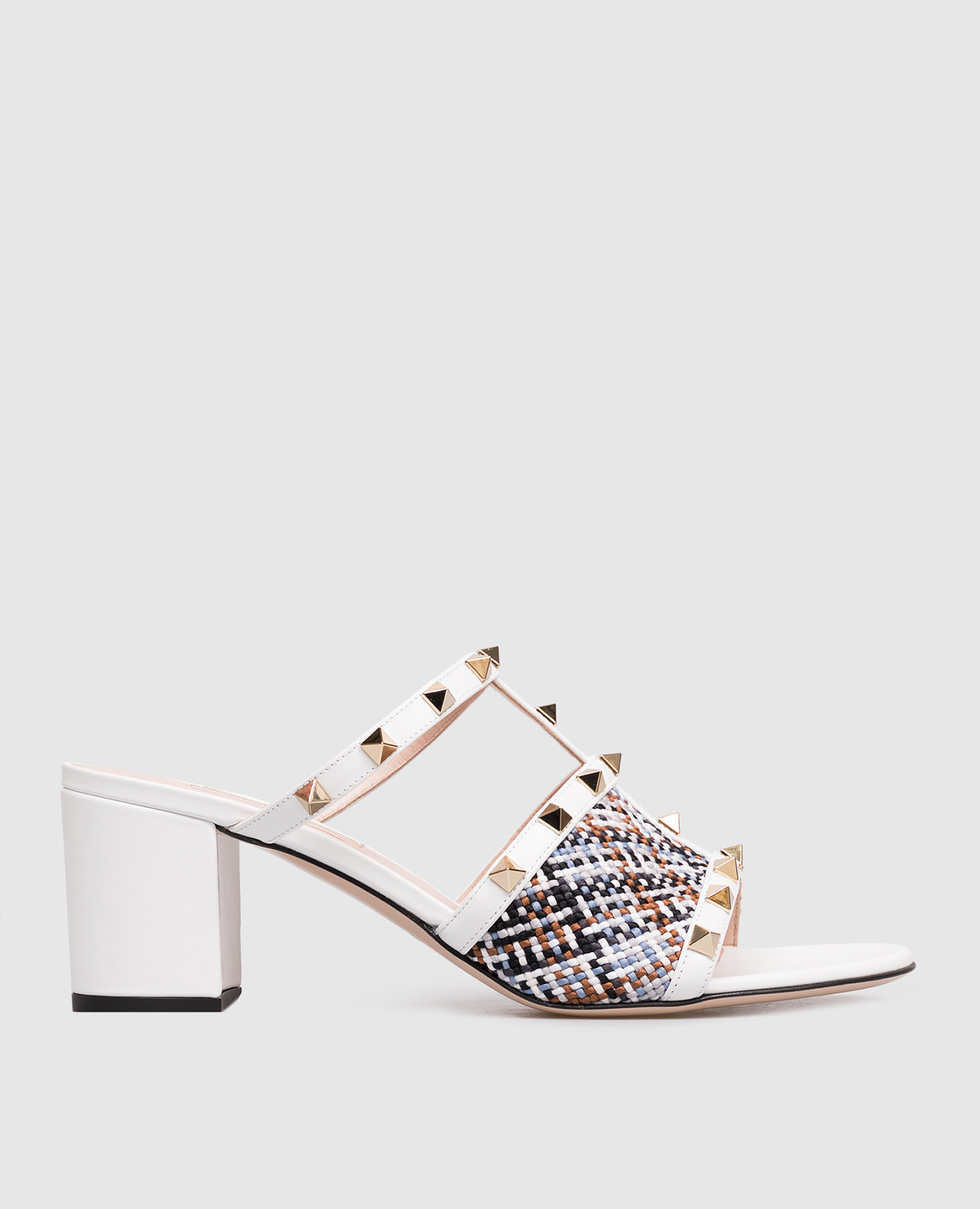 

Белые комбинированные мюли Rockstud, Белый, Мюли