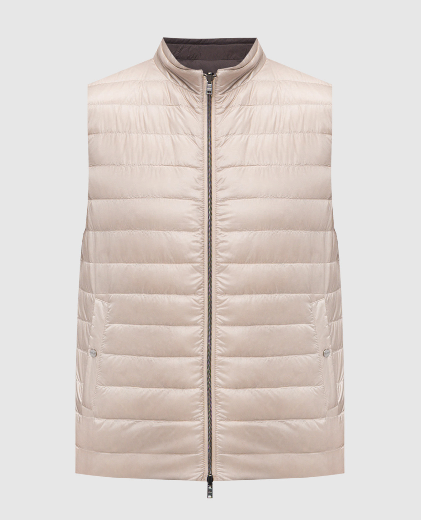 Бежевый двусторонний пуховой жилет