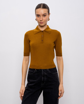 Saint Laurent Коричневе поло з вовни, кашеміру та шовку 801518YAPK2